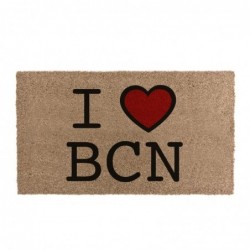 Felpudo Entrada Antideslizante Coco Natural I Love BCN Barcelona Marrón 40x70 cm