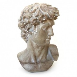 Figura Decorativa Busto Griego Romano David Escultura Clásica Antigua Resina Efecto Piedra 15 cm