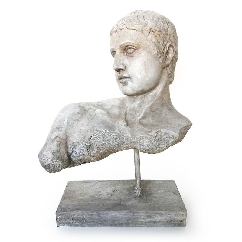 Figura Decorativa Busto Griego Romano Escultura Clásica Antigua Resina Efecto Piedra Elegante 28 cm