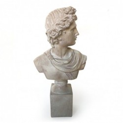 Figura Decorativa Busto Griego Romano Escultura Clásica Antigua Resina Efecto Piedra Elegante 36 cm