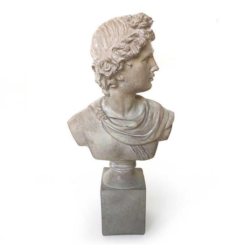Figura Decorativa Busto Griego Romano Escultura Clásica Antigua Resina Efecto Piedra Elegante 36 cm