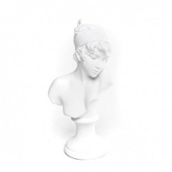 Figura Decorativa Escultura Busto Mujer Clásica Antigua Poliresina Blanca Elegante 29 cm