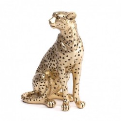 Figura Decorativa Leopardo Guepardo Dorado Poliresina 23 cm