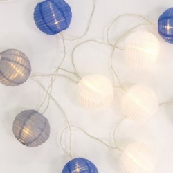 Guirnalda Decorativa Farolitos Azul Blanco con Luces LED Pilas AA 220 cm