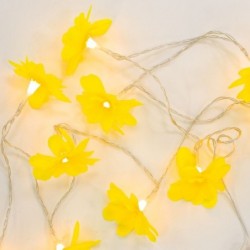Guirnalda Decorativa Flores Artificiales Amarillas con Luces LED Pilas AA 165 cm