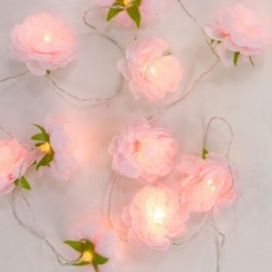 Guirnalda Decorativa Flores Artificiales Rosas con Luces LED Pilas AA 165 cm