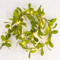 Guirnalda Decorativa Planta Hiedra Trepadora Hojas Artificiales Verdes Luces LED Pilas AA 150 cm