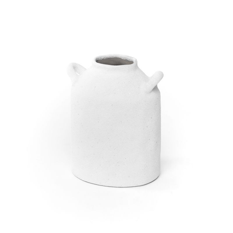 Jarrón Ancho Decorativo Porcelana Blanco Rústico Vintage 15 cm