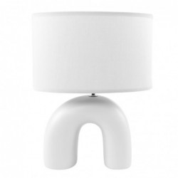 Lámpara Decorativa Sobremesa E14 con Pantalla Base Cerámica Blanca Forma Abstracta Diseño Elegante Moderno 31 cm