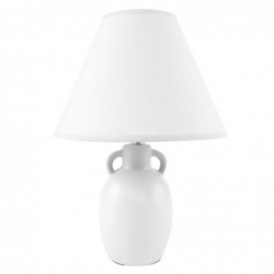 Lámpara Decorativa Sobremesa E14 con Pantalla Base Cerámica Blanca Jarrón Diseño Elegante Boho 33 cm