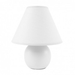 Lámpara Decorativa Sobremesa E14 con Pantalla Base Cerámica Blanca Redonda Diseño Elegante Clásico 27 cm