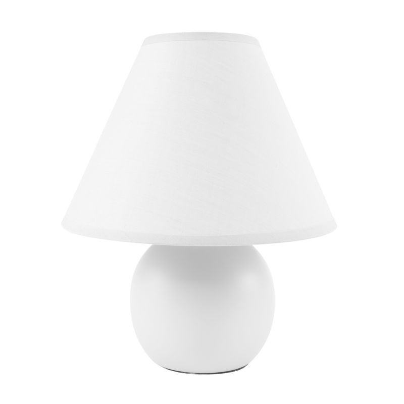 Lámpara Decorativa Sobremesa E14 con Pantalla Base Cerámica Blanca Redonda Diseño Elegante Clásico 27 cm