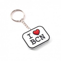 Llavero I Love BCN Barcelona Goma Blanco 5 cm