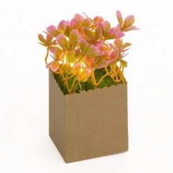 Maceta Flores Rosas Artificiales Decorativas con Luces LED Pilas LR44 14 cm