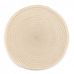 Mantel Mesa Individual Decorativo Redondo Algodón Trenzado Beige Boho 38 cm