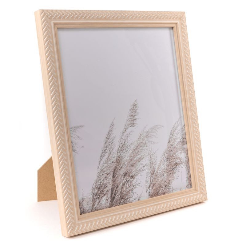 Marco de Fotos 20x25 Plástico Efecto Madera Relieve Flechas Portafotos Decorativo Boho Rústico 29 cm