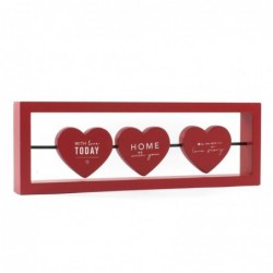 Objeto decorativo de madera 3 CORAZONES LOVE HOME 29x10 cm