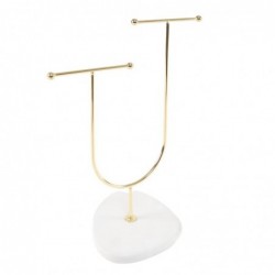 Perchero Sobremesa Colgador Bisuteria Joyero Decorativo Dorado Blanco 32 cm