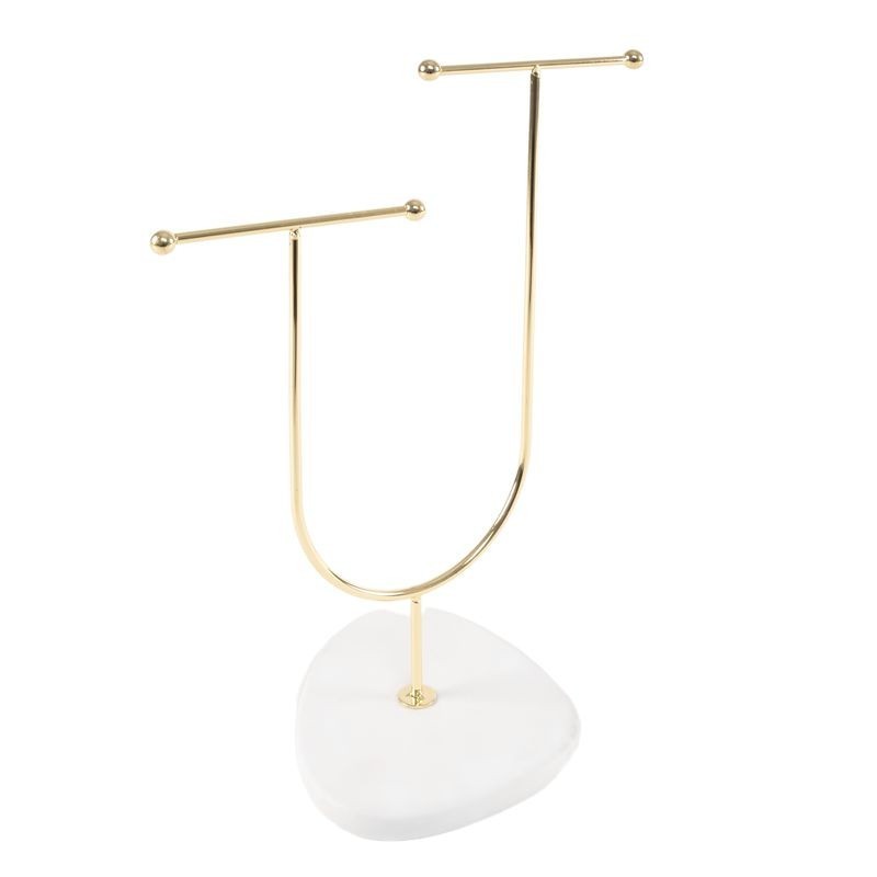 Perchero Sobremesa Colgador Bisuteria Joyero Decorativo Dorado Blanco 32 cm