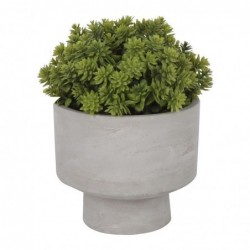 Planta Artificial Hojas Verdes Maceta Cemento Decoración Interior Exterior 18 cm