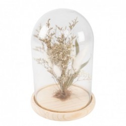 Planta Decorativa Flores Secas en Campana de Cristal Elegante Boho Beige 25 cm
