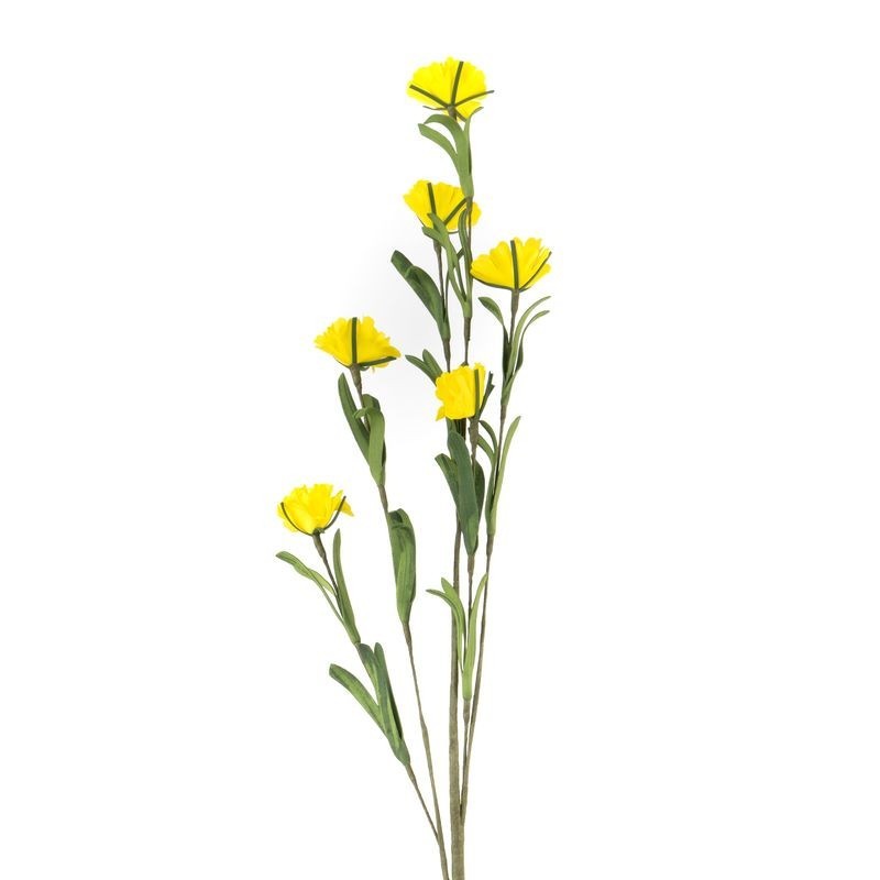 Rama Tallo Ramo Flores Artificiales Plástico Amarillo Verde Decoración Floral para Jarrón 72 cm