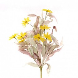 Rama Tallo Ramo Flores Artificiales Plástico Margaritas Amarillas Decoración Floral para Jarrón 56 cm