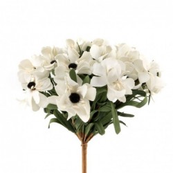 Ramo Flores Artificiales Plástico Margaritas Blancas Decoración Floral para Jarrón 25 cm