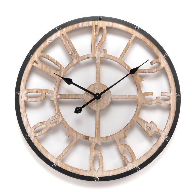 Reloj de pared grande retro redondo y triangular madera metal relojes de  pared decorativos de gran tamaño