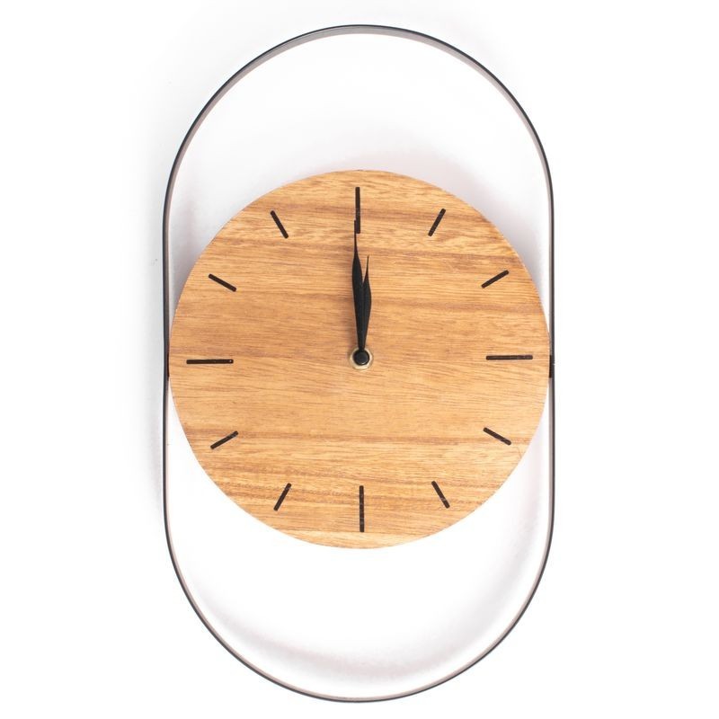 Reloj de pared muy grande de estilo industrial en madera y metal Ø 90 cm