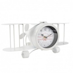 Reloj Sobremesa Avión Blanco Adorno Decorativo Salón Habitación Niño Niña 33 cm