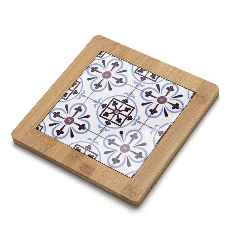Salvamantel Cerámica Madera Mosaico Hidráulico Blanco Diseño Rústico Elegante 20 cm