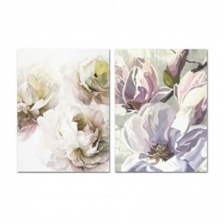 Set Cuadro Decorativo x2 Lienzo Flores Rosas Elegante Decoración Pared 30x40 cm