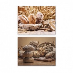 Set Cuadro Decorativo x2 Lienzo Pan Panadería Rústico Decoración Pared 30x40 cm