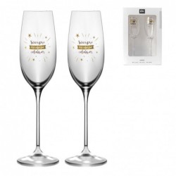 Set de 2 Copa Cristal Cava Brindis Transparente Siempre Hay Algo Que Celebrar 185ML 25 cm