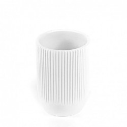 Vaso Baño Portacepillos Blanco con Relieve Elegante 11 cm