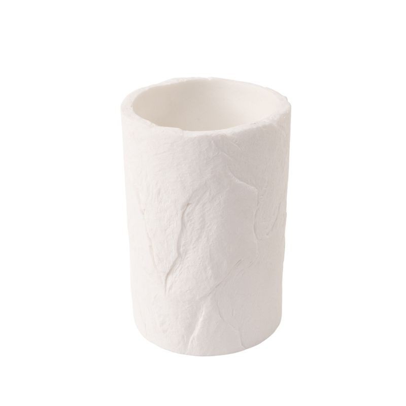 Vaso Baño Portacepillos Blanco Efecto Roca Pizarra Elegante 11 cm