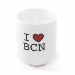Vela Aromática Vaso Cerámica Blanca I Love Barcelona BCN Cera Perfumada Decorativa Ambientador 8 cm
