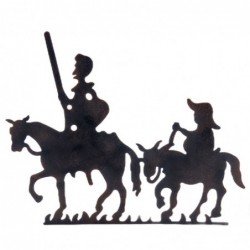 Adorno Decorativo Placa Pared Metal Negro Don Quijote y Sancho