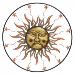 Adorno Decorativo Placa Pared Sol Dorado Metálico