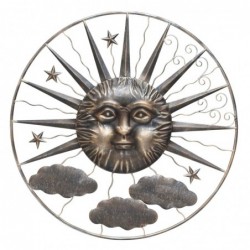 Adorno Decorativo Placa Pared Sol en Metal