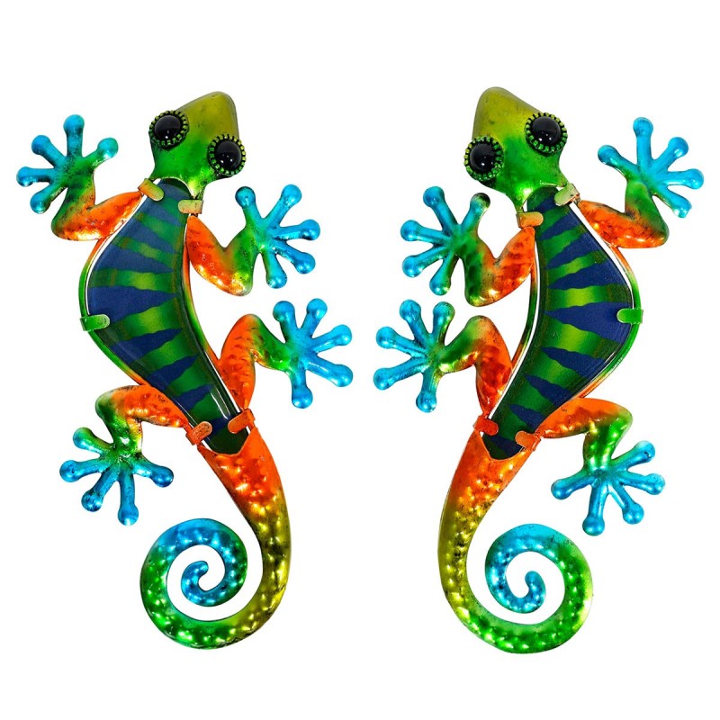 Adorno pared metalico figura decorativa LAGARTO multicolor x2 modelos decoración original 22