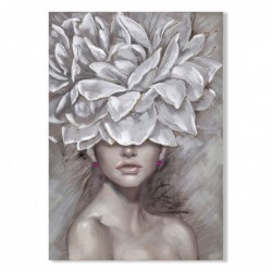 Cuadro decorativo MUCHACHA CON TOCADO DE FLORES BLANCAS 70x100 cm pintura sobre lienzo