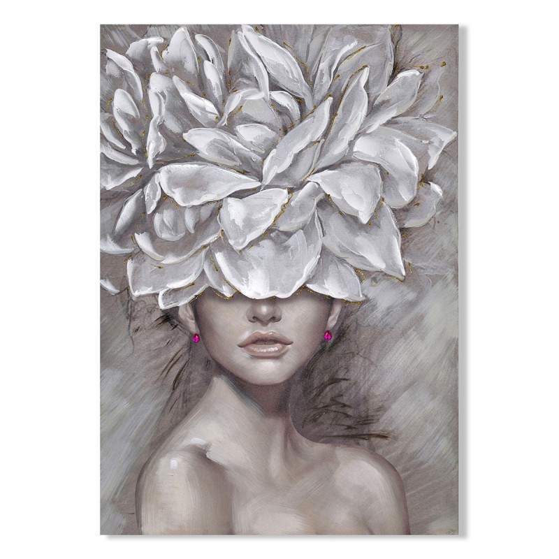 Cuadro decorativo MUCHACHA CON TOCADO DE FLORES BLANCAS 70x100 cm pintura sobre lienzo