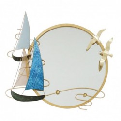 Espejo Circular Pared Decorativo con Barcos Veleros