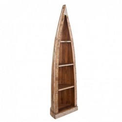 Estantería decorativa de madera PIRAGUA con 3 estantes vintage ambiente tropical 50x32x190 cm