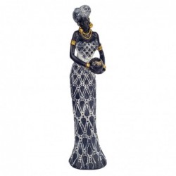 Figura decorativa de resina AFRICANA CON CUENCO DE AGUA 33 cm decoracion etnica