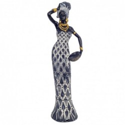 Figura decorativa de resina AFRICANA CON PLATO 33 cm decoracion etnica