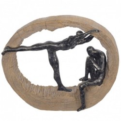 Figura decorativa de resina HOMBRE Y MUJER EN ROCA 35x30 cm pareja yoga