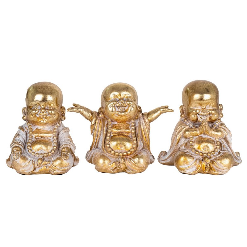 Figura decorativa de resina MONJE SABIO NO VE - NO OYE - NO HABLA x 3 modelos 16 cm budismo decoracion etnica meditacion